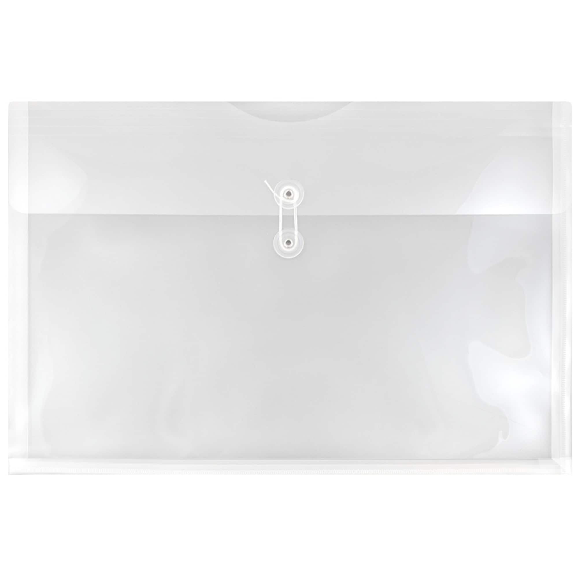 JAM Paper 12" x 18" Clear Plastic Button & String Tie Closure Envelopes, 12ct.